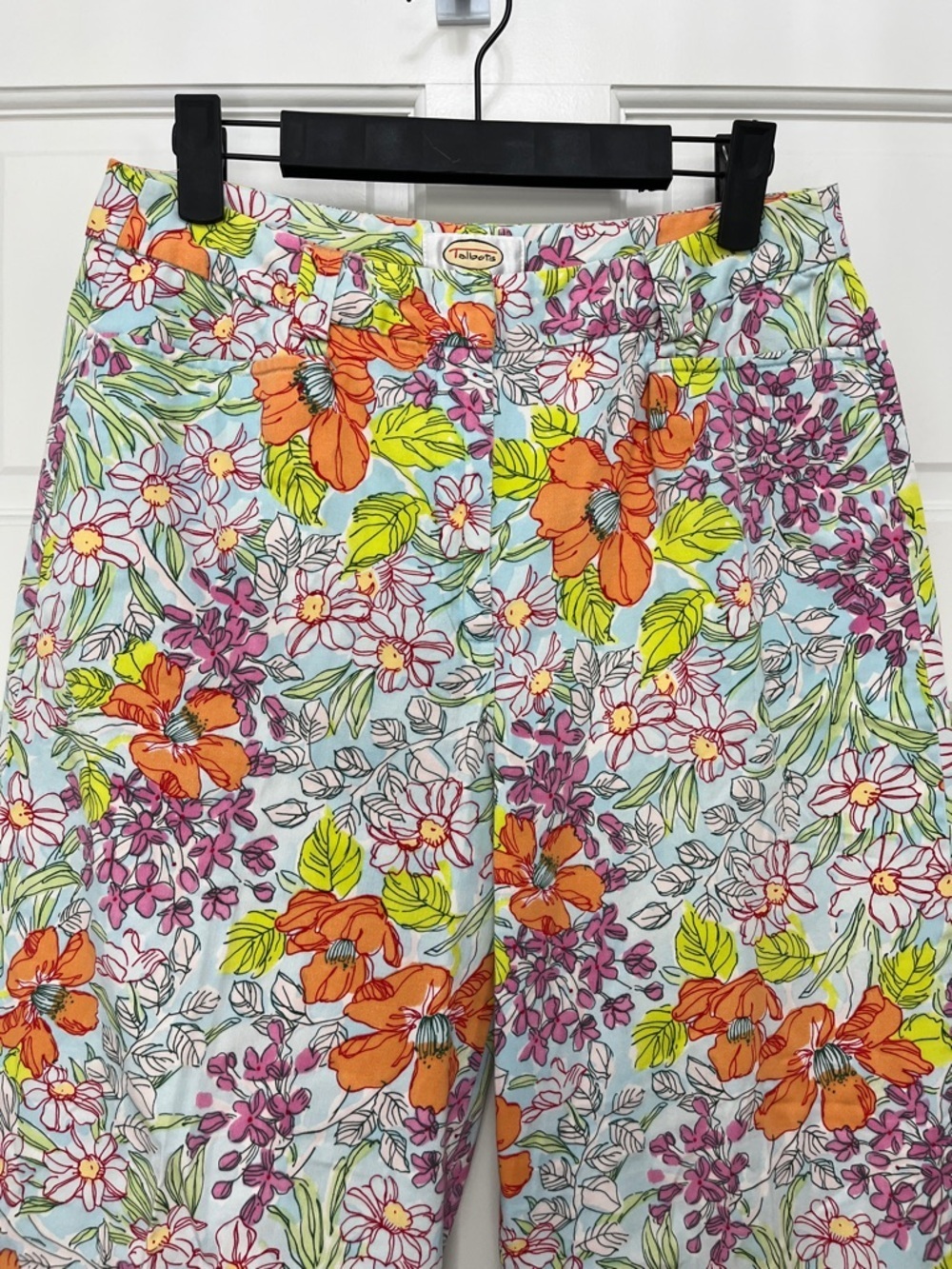Talbots Stretch Cotton Blend Floral Watercolor Print Straight Leg Pants - Size 6 - Picture 2 of 11